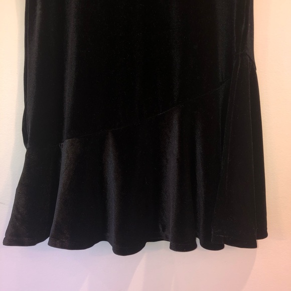 Lands End Girls Short Sleeve Black Velvet Dress M - Picture 2 of 4